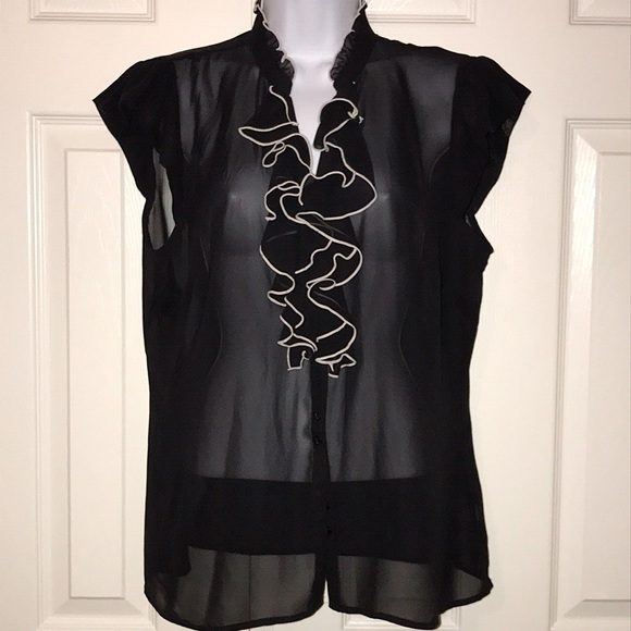 Sheer Ruffle Front Blouse - Picture 1 of 3